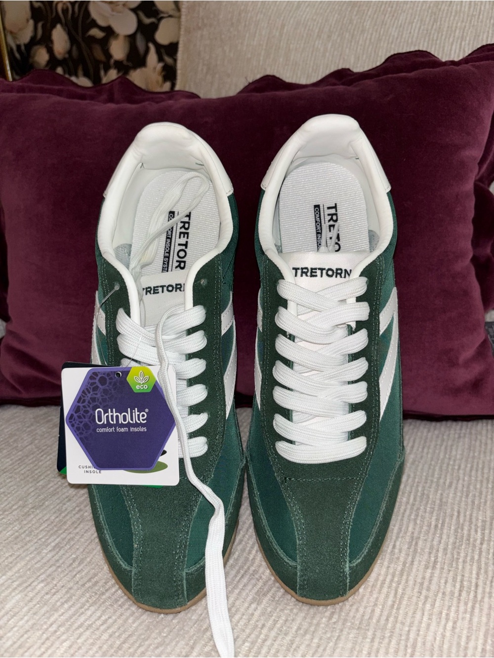 NWT Tretorn Rawlins 2.0 Sneakers Dark Green White Gum Sole Women’s Size 9.5